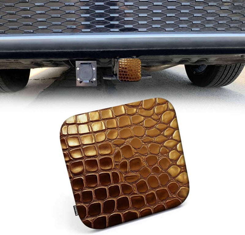 Beabes Tow Hitch Covers Crocodile Skin, Tint Golden Crocodile Skin Texture Auto 2 Inch Trailer Hitch Cover Plug Cap Insert Receiver Tube Hitch Covers for Most Cars Trucks SUVs - Image 1